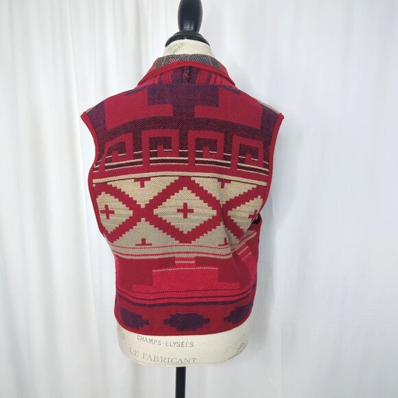 Vintage Silverado Native Vest Medium Red Knit - Picture 5 of 8